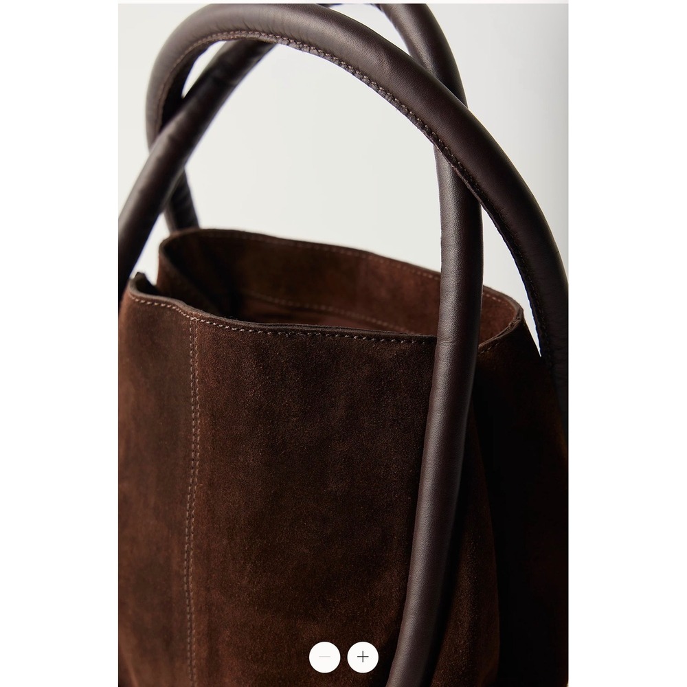 Free People Barlow Suede Bucket Bag Brown Leather Top Handle Handbag - Picture 3 of 4